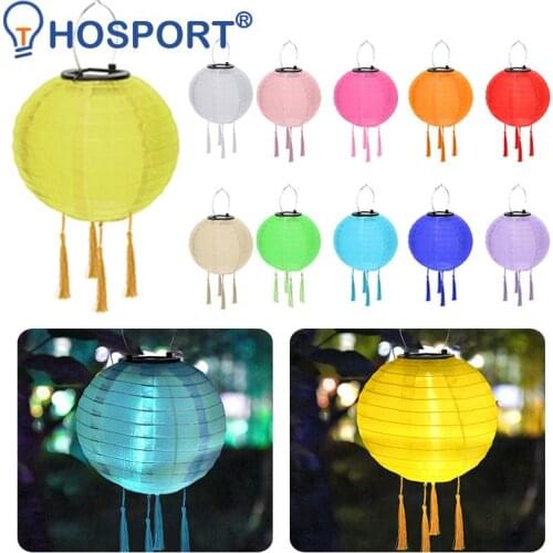 10inch LED Solar Lanterns Solid Color Festival Light Waterproof Hanging Global Lamp Chandelier with Tassel Landscape Lighting
