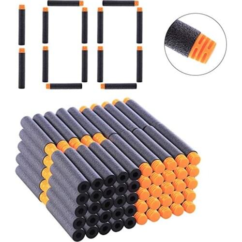 100pcs Black Soft EVA Toy Gun Bullets 7.2cm*1.3cm Refill Darts For Nerf Series Blasters Xmas Kid Children Gift (New Arrival)