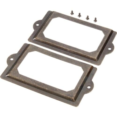 2sets Label Pull Handles Tag Frame Knobs with screws Antique Bronze File Name Card Holder Cabinet Drawer Hardware 125mm*69mm