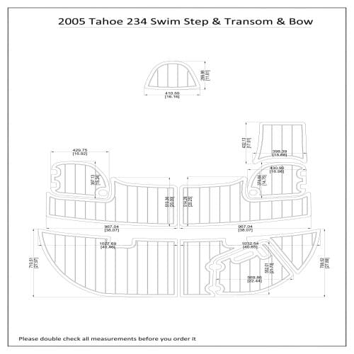 2005 Tahoe 234 Swim Step & Transom & Bow Pad Boat EVA Teak Decking 1/4" 6mm