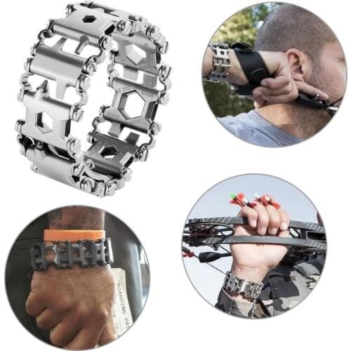 29 in 1 Multi Tool Bracelet Tread Bracelet Multifunction Tool Outdoor Bolt Driver Kits Travel Wearable Bike Multitool