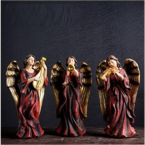 3 PCS/SET MUSIC LITTLE ANGEL FIGURE ART SCULPTURE ANGEL PLAYER FIGURINE RESIN CRAFTS DECORATIONS FOR HOME R3739