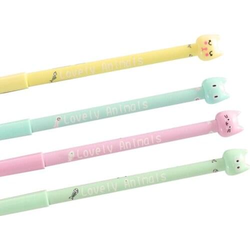 36pcs/lot Cute 3D Cat design Black gel pen funny gift office school Stationery supplies Wholesale 0.5mm