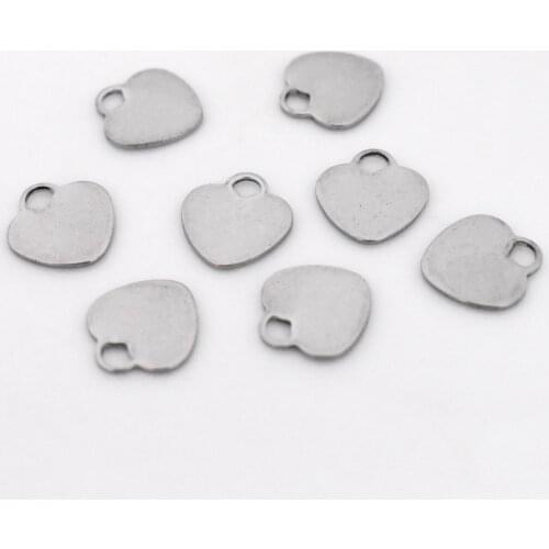 50pcs/lot 11.5x10mm Stainless Steel Material Heart Charms Pendant DIY Handmade Necklace and Earring Jewelry Accessories