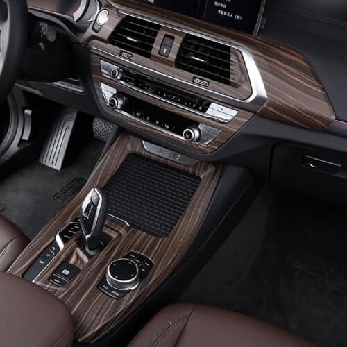 Car Interior Wooden color For BMW X3 X4 G01 G02 Car Door Center Console Gear Film Central Air Conditioning Navigation Frame Trim