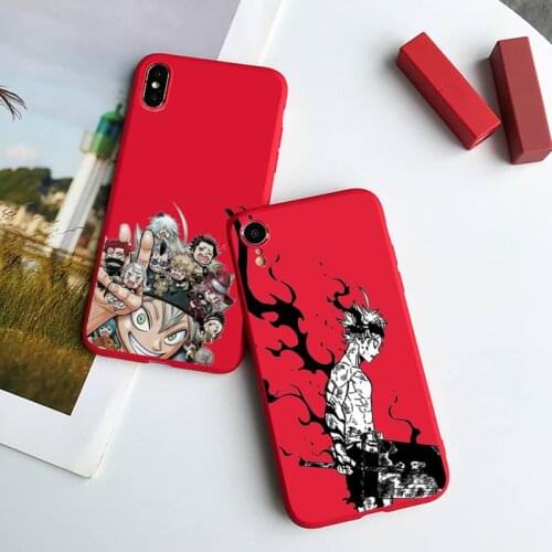 Black Clover Phone Case Red Candy Color for iPhone 6 7 8 11 12 s mini pro X XS XR MAX Plus