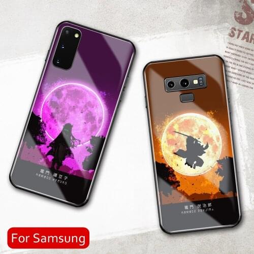 Cartoon Demon Slayer Tempered Glass Phone Case For Samsung A50 A60 A70 A21 A31 A51 A71 A81 A91 4G 5G A50S A70S M40 M80S Cover