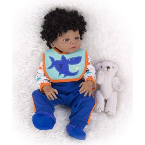 23 inch silicone reborn bebe doll realistic boy reborn baby Black skin african toddler dolls for girls children 4-8 years gift