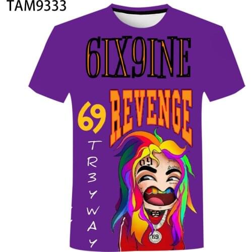 Rapper 69 6ix9ine 2021 New Mens Womens 3D Print T-Shirt Youth Street Originality Fashion Casual Childrens Hip Hop Cute Top