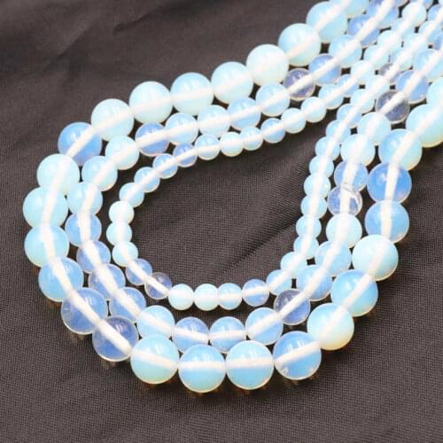 Sri Lanka Opal Crystal Stone Beads Moonstone Round Beads for Jewelry Making DIY Bracelet Necklace Oplite Accessories 15" A852