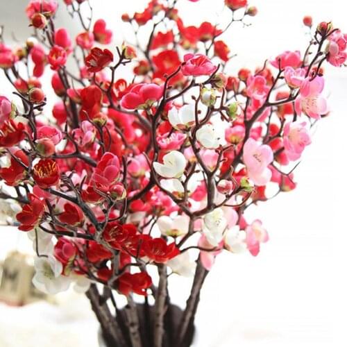 1 Pc Artificial Flower Exquisite Non-fading Cloth Vivid Simulation Plum Blossom Artificial Plants for Wedding Home Decoration