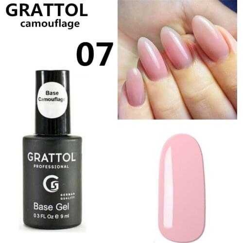 GRATTOL Professional Rubber Base Camouflage 07Manicure Nail Gel Polish Nude Base Coat UV Gel Nails Art Design