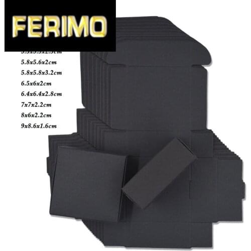 10pcs 10Size Black Cardboard Paper Box Small Handmade Soap Gift Packaging Boxes Personalized Craft Paper Candy Box DIY Kraft box