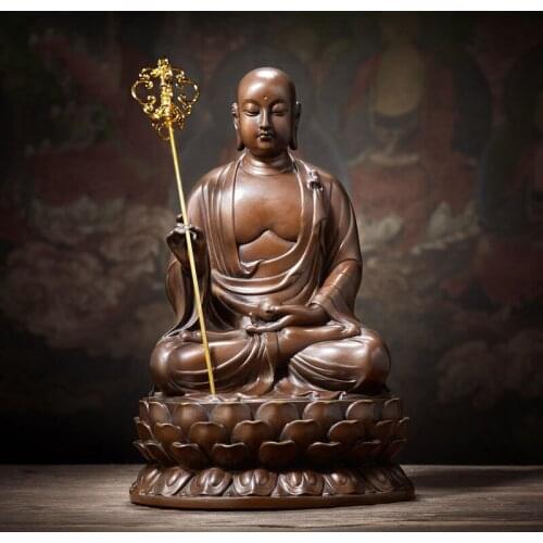 Classical Ming and Qing Dynasty Jiuhua Mountain Tibetan King Bodhisattva Brass Buddha Home Decoration