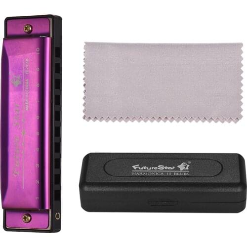 Key of C Diatonic Harmonica Mouthorgan with ABS Reeds Mirror Surface Design 10 Holes Blues Harmonica Perfect for Beginners