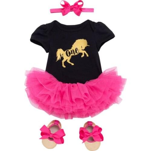 Newborn Girls Set 1st Birthday Outfits Brand Infant Clothing Lion Bodysuit+Headband+Tutu Skirt+Shoes 4pcs Baby Girls Suits