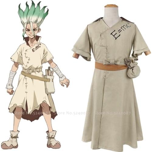 Halloween Japanese Anime Ishigami Senkuu Cloak Jackets Dr STONE Party Cosplay Costume Robe Gown Coat Belt Bag Uniform Set