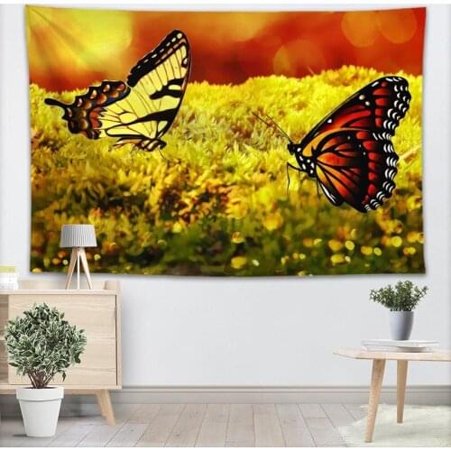 Nice Butterfly tapestry custom printed Creative living room bedroom background wall fabric hanging painting 140X250cm