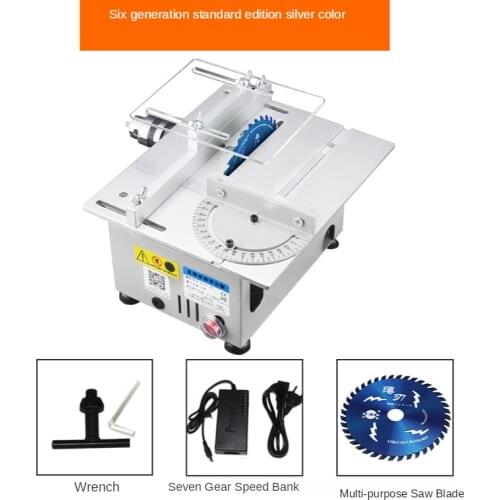 Aluminum Miniature Table Saw High Precision DC 24V Silver Cutting Machine DIY Model Saws Precision Carpentry Chainsaw Cutter