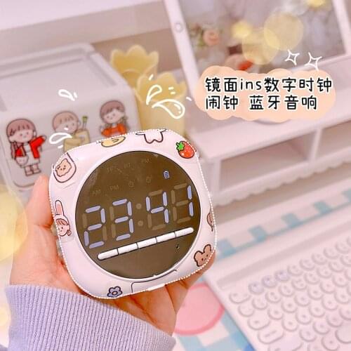 Multifunction Mirror Alarm Clock Bluetooth Speaker With LED Mirror Snooze Wireless Subwoofer Music Player Table Clock