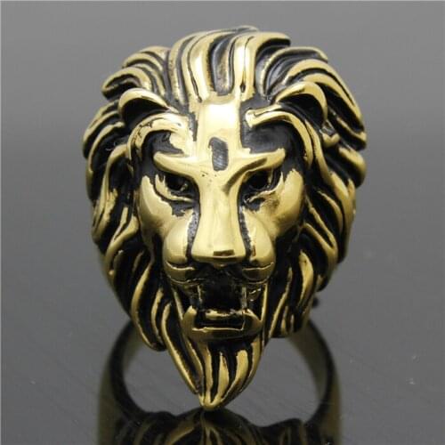 Fashion Lion Ring 316L Stainless Steel Men Boys Soild Golden Lion Ring Gothic Party Ring