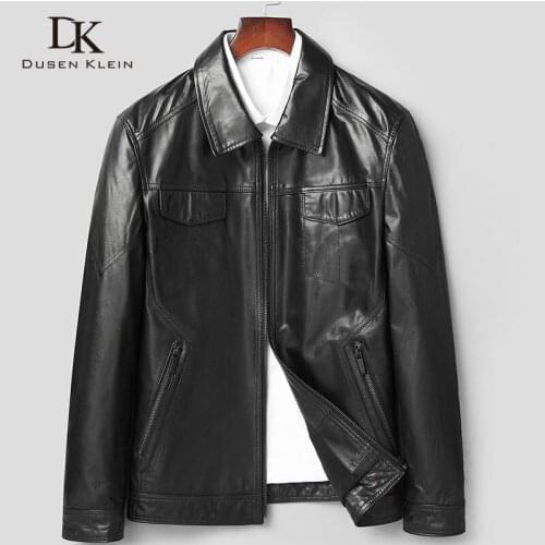 Men Genuine Leather Jacket Real Sheepskin Leather Jackets for Man 2019 Spring New Designer brand Pockets 5XL Casual 81y8107