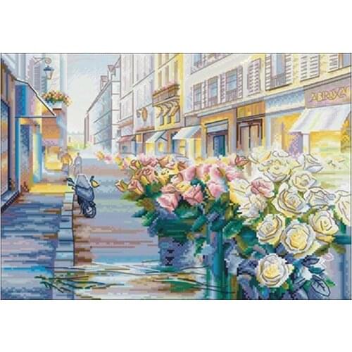 Flower shop on the corner patterns Counted Cross Stitch 11CT 14CT 18CT DIY Chinese Cross Stitch Kits Embroidery Needlework Sets