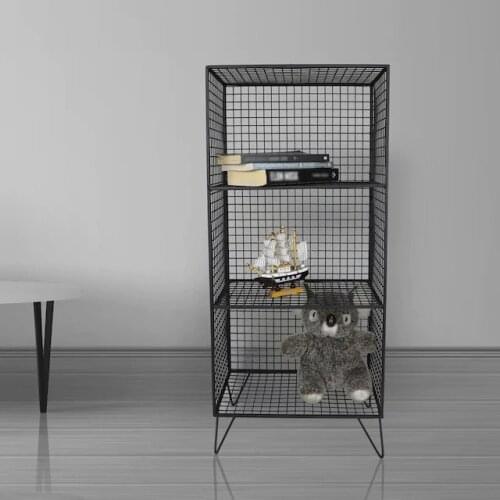 Floor standing Metal Rack 3 Eyes Bookcase Grid Mesh Wire Model WD-62