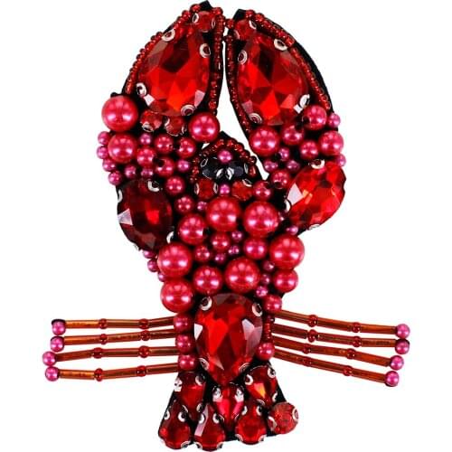 Lobster Rhinestones Patches Bead Pearls Badges Applique Sew on Clothing Shoes Bags Stocking Decorated Crafts Sewing