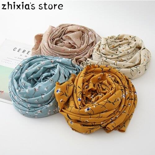 New Style Printed hijab shawls headband muslim scarves Seersucker Womens Headscarf Wholesale 2020 Hot Selling Ethnic Long Scarf