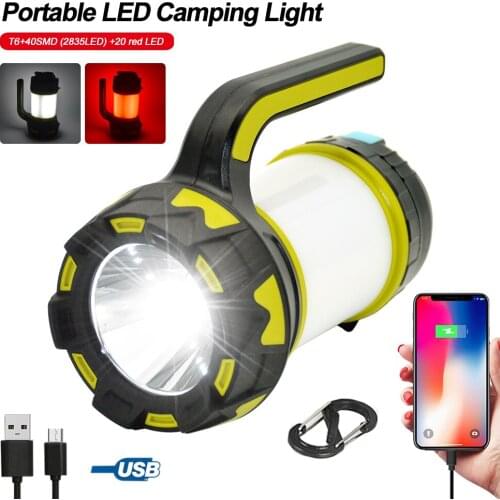 30W 1000Lm Portable Camping Light Power Bank Outdoor Waterproof IP55 USB Rechargeable Tent Lamp White/Red Emergency Work Light