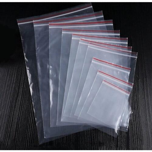 100pcs/lot 5 Sizes Clear Self Adhesive Sealing Bags Plastic Jewelry Packaging Bags Resealable Zip Lock Food Poly Storage Bags