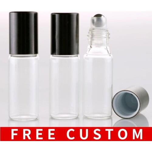 Wholesale 5ML Travel Transparent Glass Roll on Perfume Bottle For Essential Oils Empty Cosmetic Vial With Steel Beads