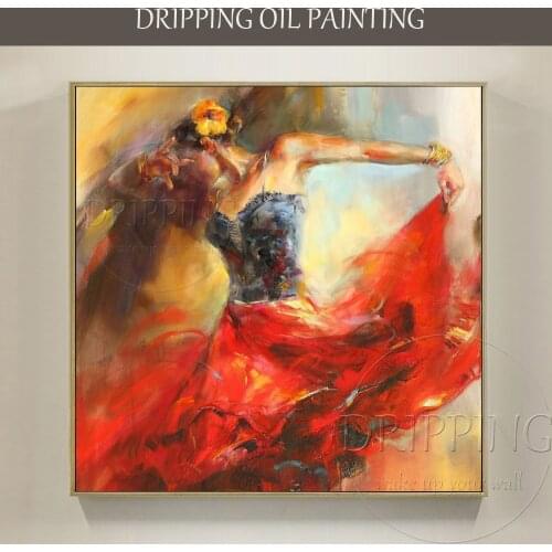 Top Artist Hand-painted High Quality Impressionist Flamenco Dancer Oil Painting on Canvas Flamenco Dancer Portrait Oil Painting