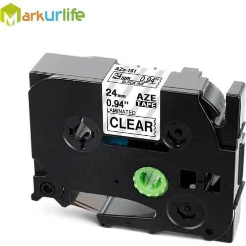 For Brother tze tape 24mm tz151 Tze-151 Tze151 tz151 tze 151 for P-touch black on clear label printer label maker ribbon tape
