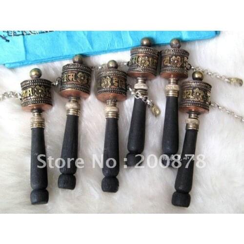 TBC800 Tibetan wood hand-held small Prayer Wheel,Buddhist Mani wheel,100mm long