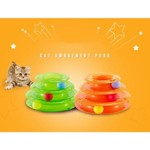 Three Levers Tower of Tracks Cat Toy Pet Ball Toys Amusement Plate