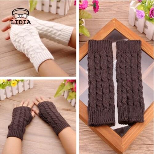 Unisex Outdoor Crochet Knitting Faux Wool Mitten Fingerless Glove Hand Warmer Solid Gloves Wist Arm Sleeve for Men and Women