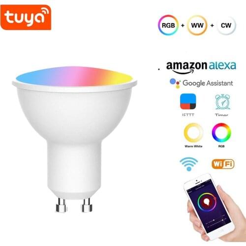 Tuya Smart Light Bulb WIFI GU10 LED 5W Dimmable Spotlight LED RGB Lamp Voice Control Work with Alexa Google Home Smart life App
