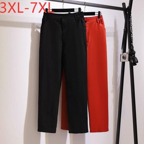 New 2021 ladies spring autumn plus size long pants for women large loose casual cotton pocket black trousers 3XL 4XL 5XL 6XL 7XL