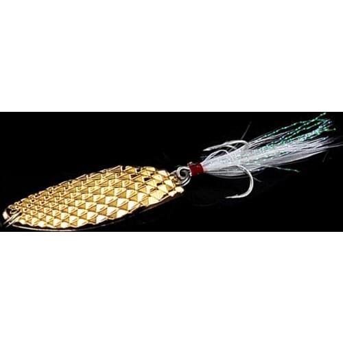 1PC Metal/Trout/Rotative Spoon Fishing Lure Spinner Metal Jig Artificial Bait Wobbler Sequins Noise Paillette With Feather Hook