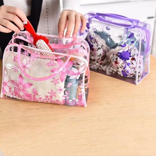 1pcs Transparent Portable Cosmetic Bag Waterproof Women Makeup Bag Underwear Make Up Drug Storage Organizer Bag HOT SALE