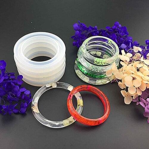 1PC Bracelet Silicone Mold Jewelry Liquid Crystal Epoxy Resin Molds Round DIY Handmade Dried Flower Resin Bracelet Model