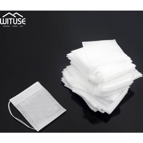 100Pcs Tea Filter Bags Disposable Drawstring Safe Strong Penetration Teabags Empty Drawstring Seal Loose Leaf Filter Tea Bags