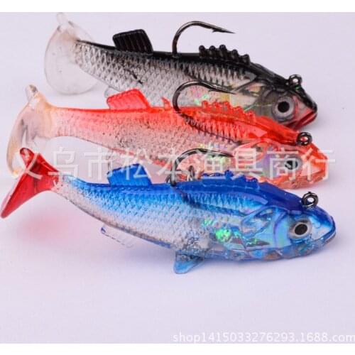 100pcs/lot 3 / bag 3" 7.6cm classic soft bait lures lures bait 0.54OZ 15.45g dw-1061 software bait lures