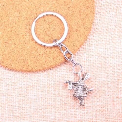 20pcs 27*23*7mm 3D horn bunny rabbit Pendants DIY Men Car Key Chain Ring Holder Keyring Souvenir Jewelry Gift