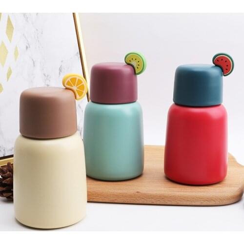 250ml Food Grade Stainless Steel Kids Mini Thermos Cup Portable Silicone Handle Vacuum Flask Insulated Travel Mug