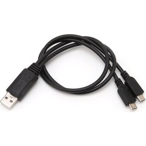 38cm Portable USB Male Universal Micro USB Dual Male Y Adapter Splitter Cable