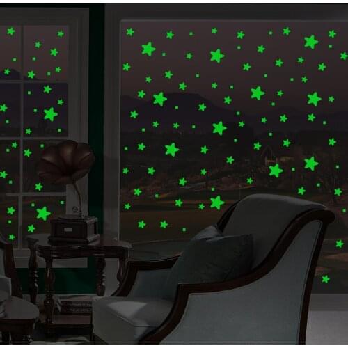 3x Luminous Wall Stickers Decals Glow in Dark Green Pentagrams Stars(457pcs)
