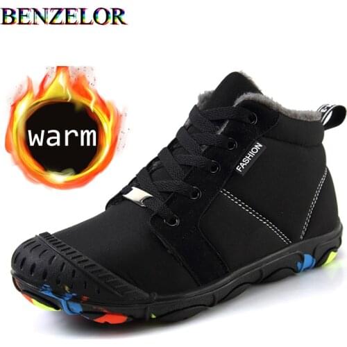 ENWAYEL Children boots teens winter snow ankle boot kids shoes for girls boys waterproof 2020 with fur plush warm Footwears